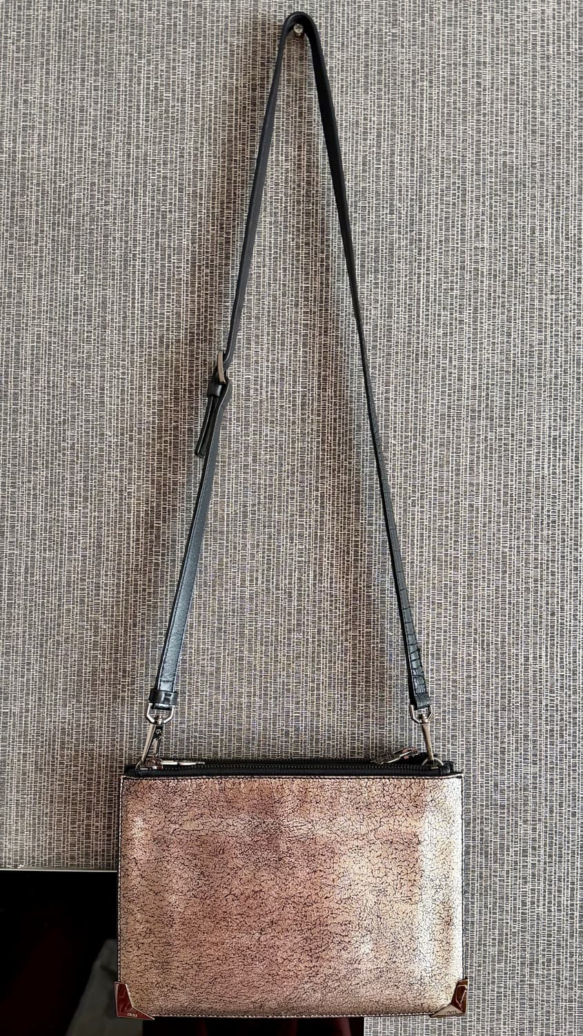 톰그레이하운드 덱케 블랙 악어 가죽 실버 패턴 더블 파우치 크로스백 가방 상품이미지2