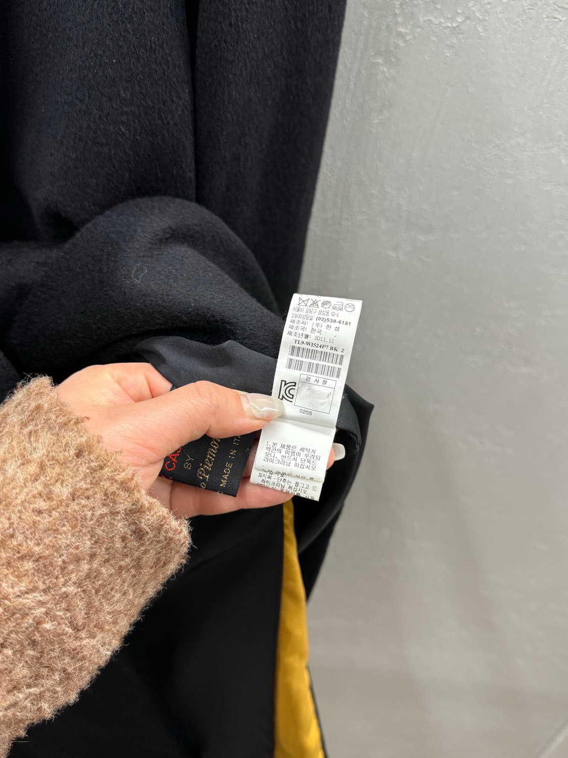 TIME 타임 캐시미어 100% 블랙 코트  상품이미지5