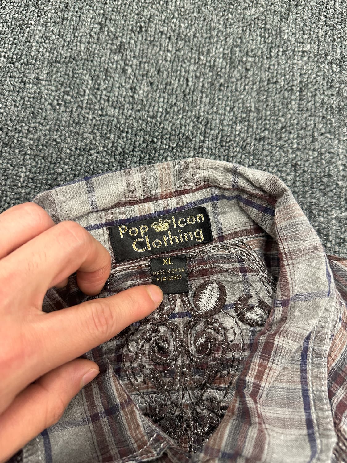 XL) Pop Icon Clothing 빈티지 자수 체크 남방 셔츠 상품이미지4