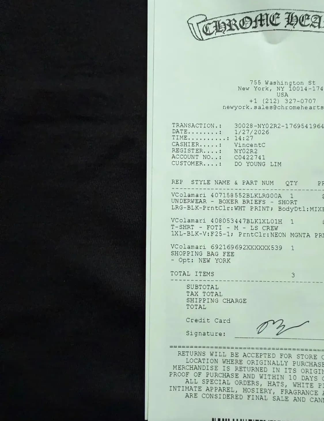 26ss크롬하츠 포티 롱슬리브 (검핑) 상품이미지3