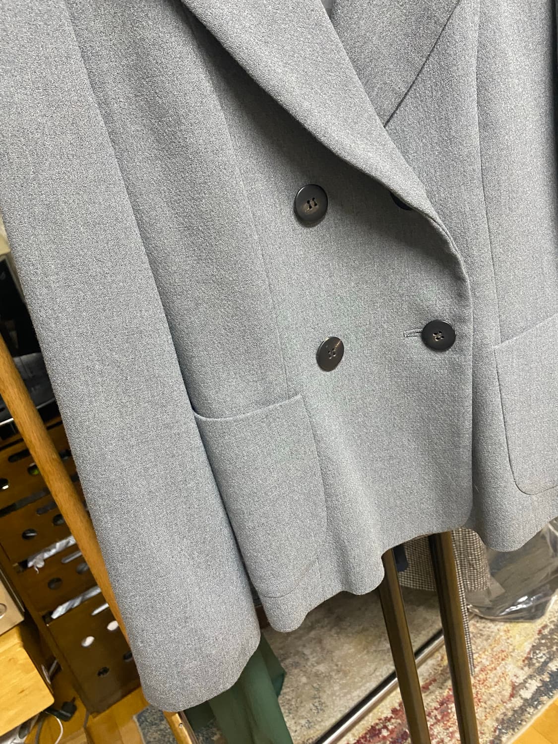 COOMB 회색 모 100% 더블 자켓 상품이미지3