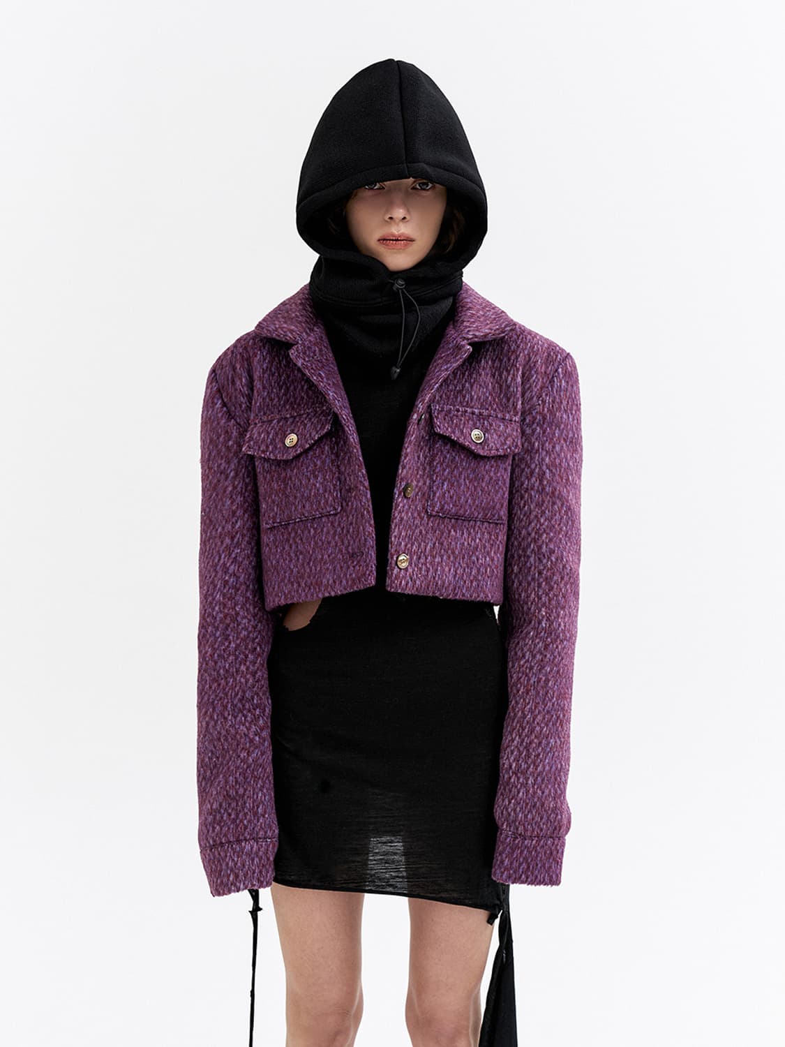 FLAP-POCKET CROPPED JACKET PURPLE 상품이미지1