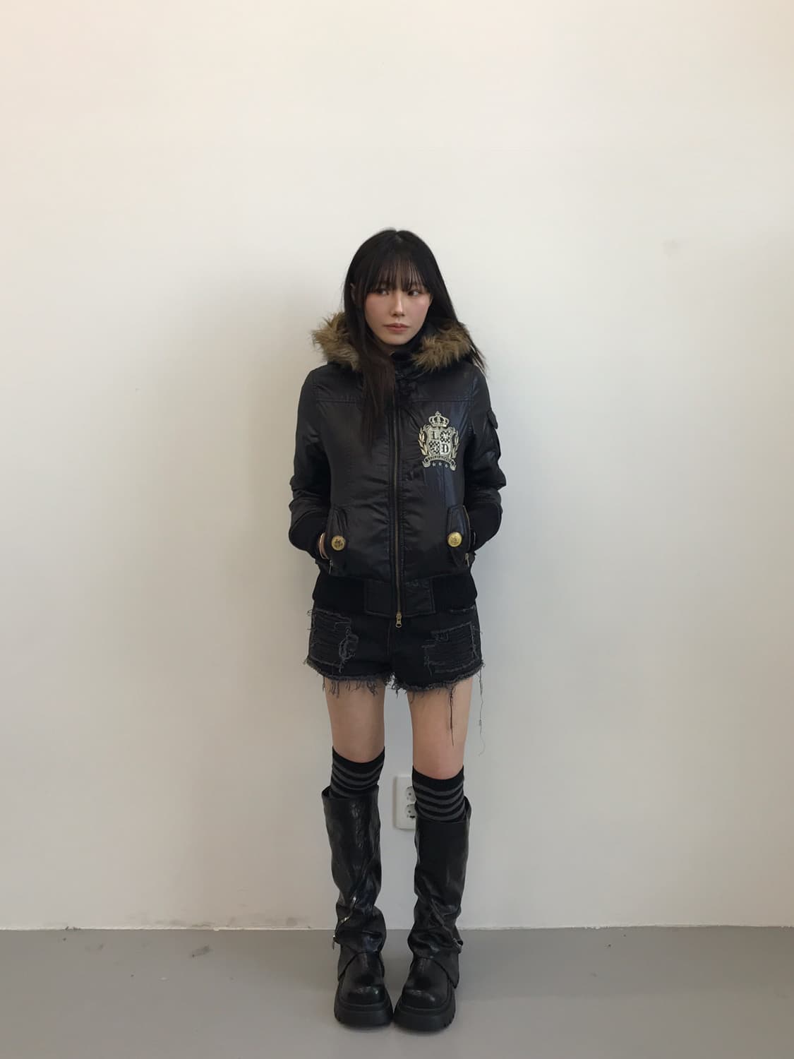 LIZ LISA Gyaru Black Short Flight Jacket 상품이미지3