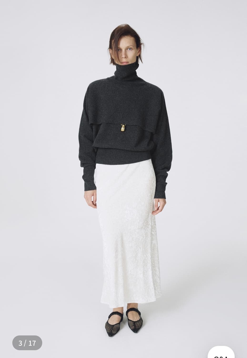 ORR 오르 캐시미어 100 폴라 케이프 차콜-새상품(택포) 상품이미지5