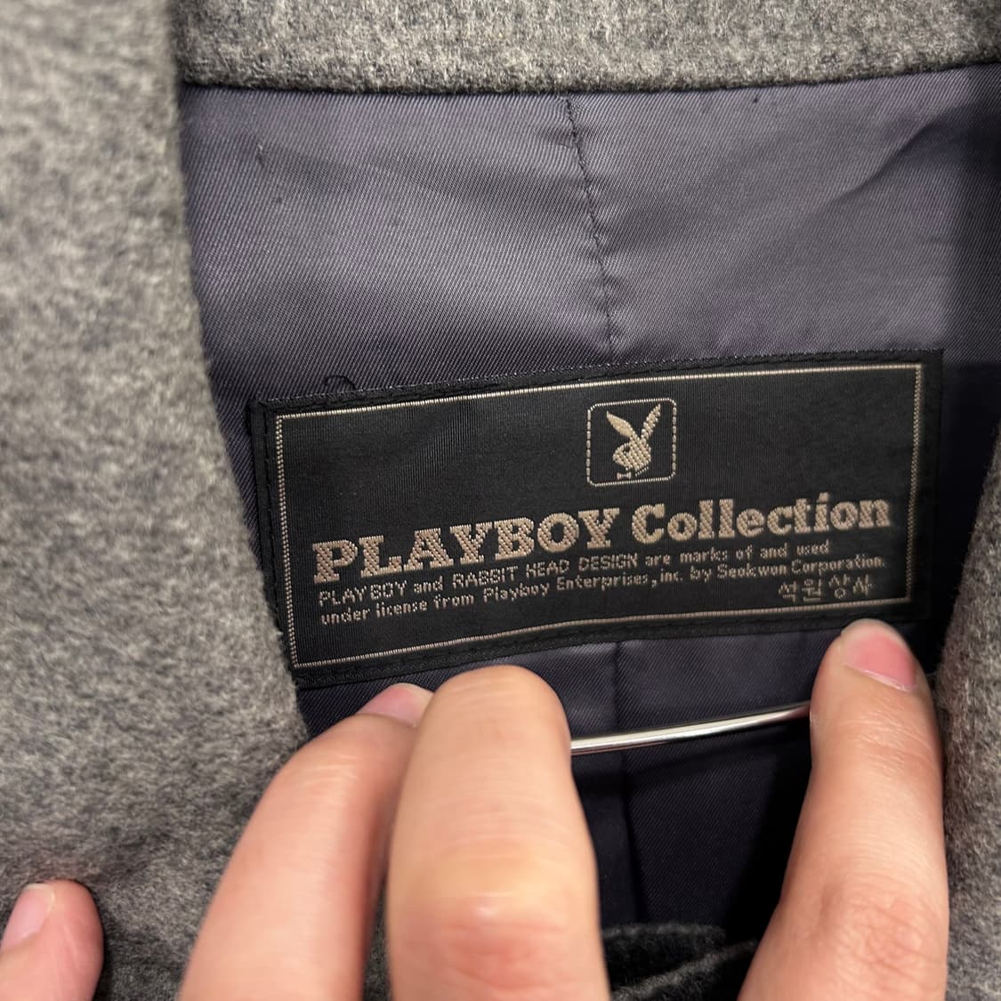 플레이보이 컬랙션 빈티지 울 배색 카라 하프코트 상품이미지3