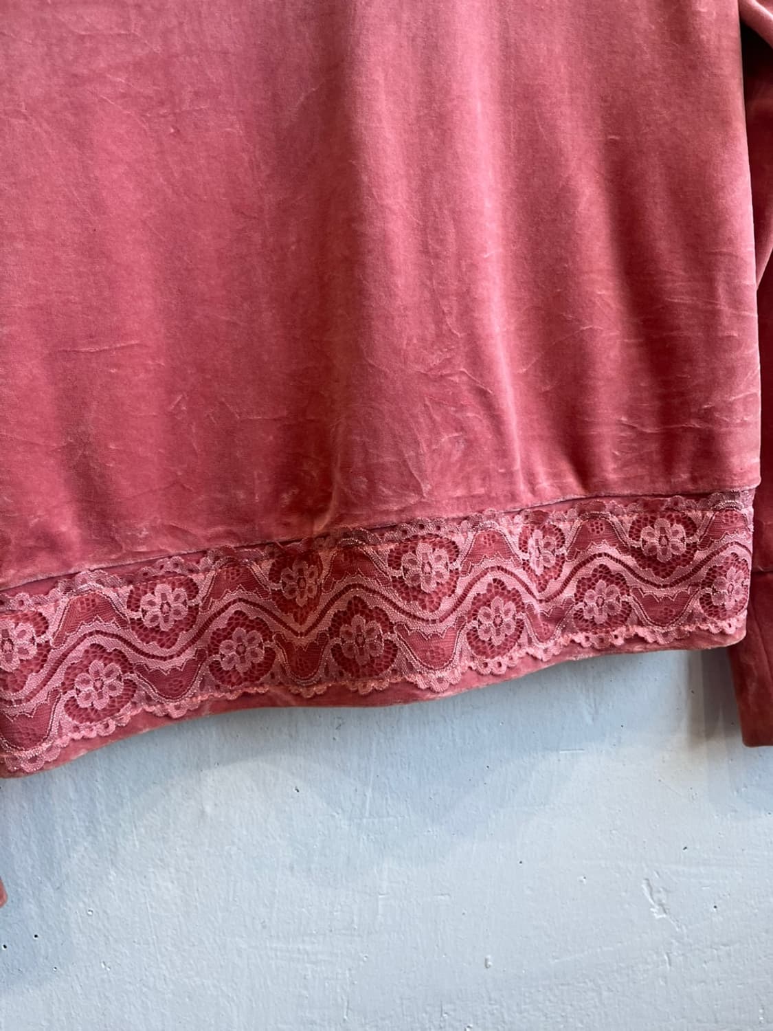 일본빈티지 벨벳 레이스 후드집업  상품이미지4