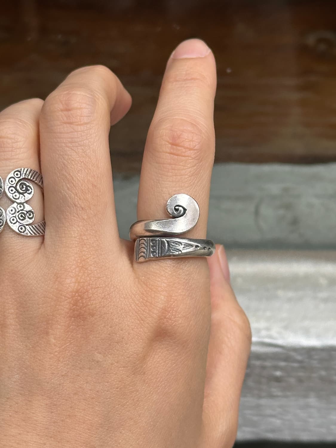 Tribal Spiral Curl Wrap Karen Silver Rin 상품이미지1