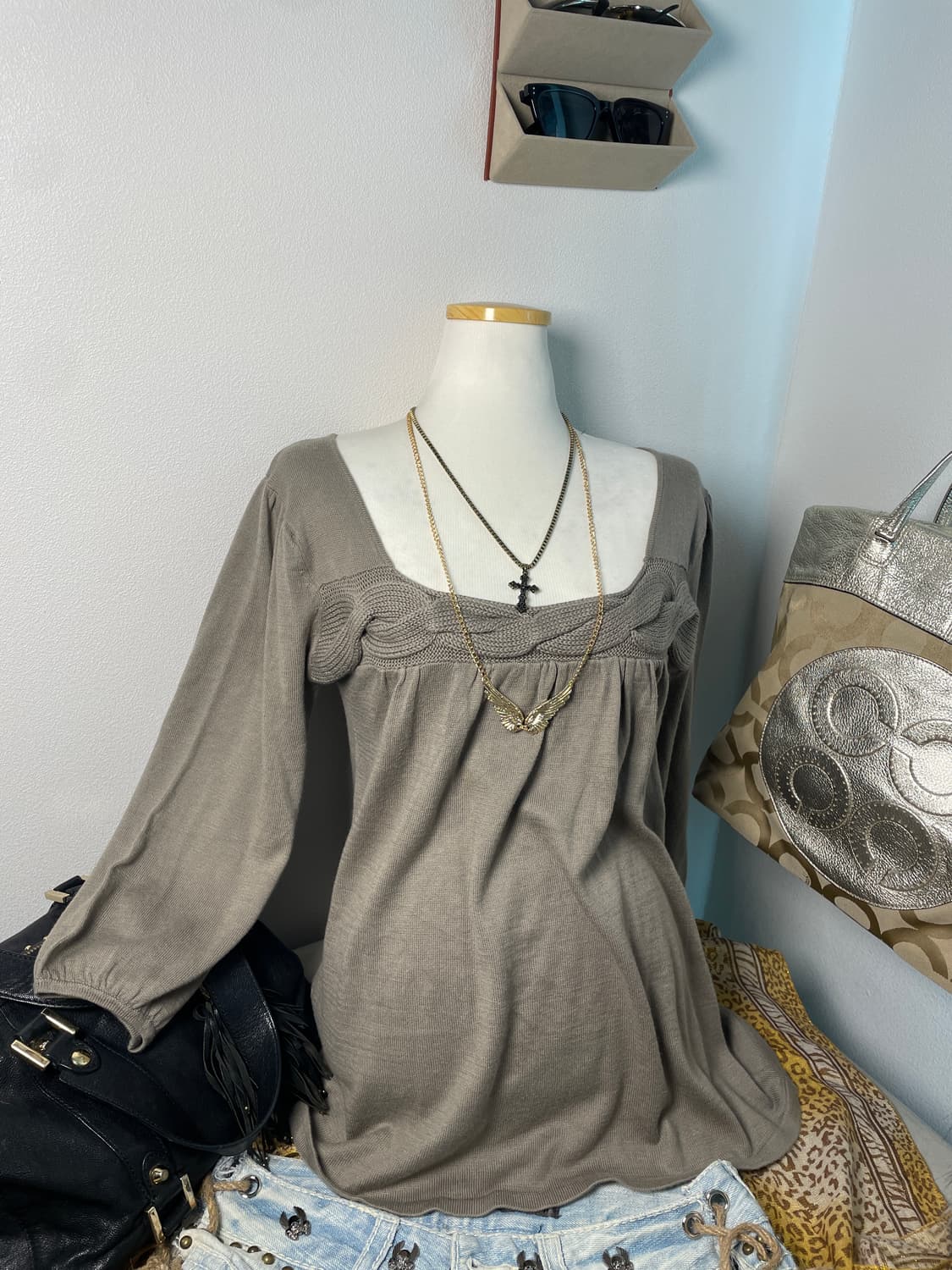 빈티지 베이비돌핏 꽈배기 니트 상품이미지2