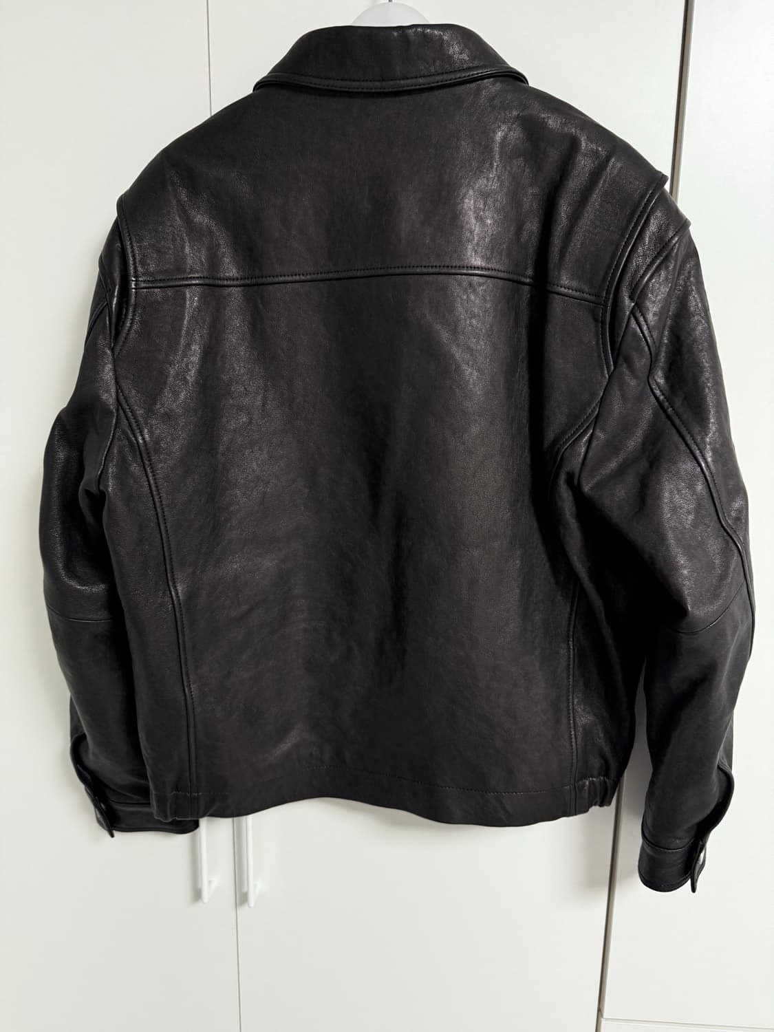 느와르라르메스 세미 오버 블루종 레더 자켓 상품이미지3