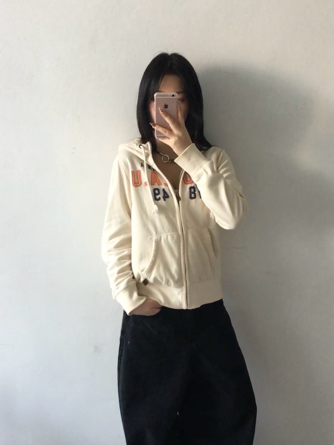 후아유 쉐르파 패치로고 후드집업 상품이미지2