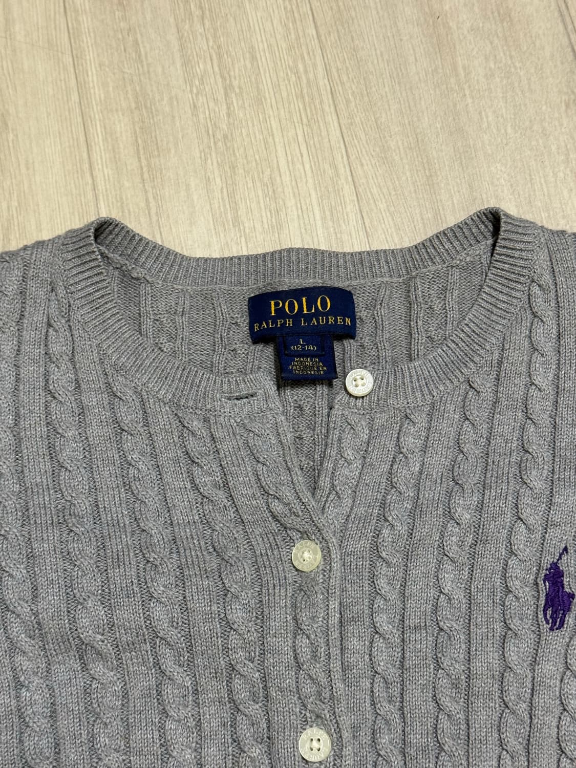 폴로 걸즈 가디건 L (그레이, 퍼플 포니) 상품이미지5