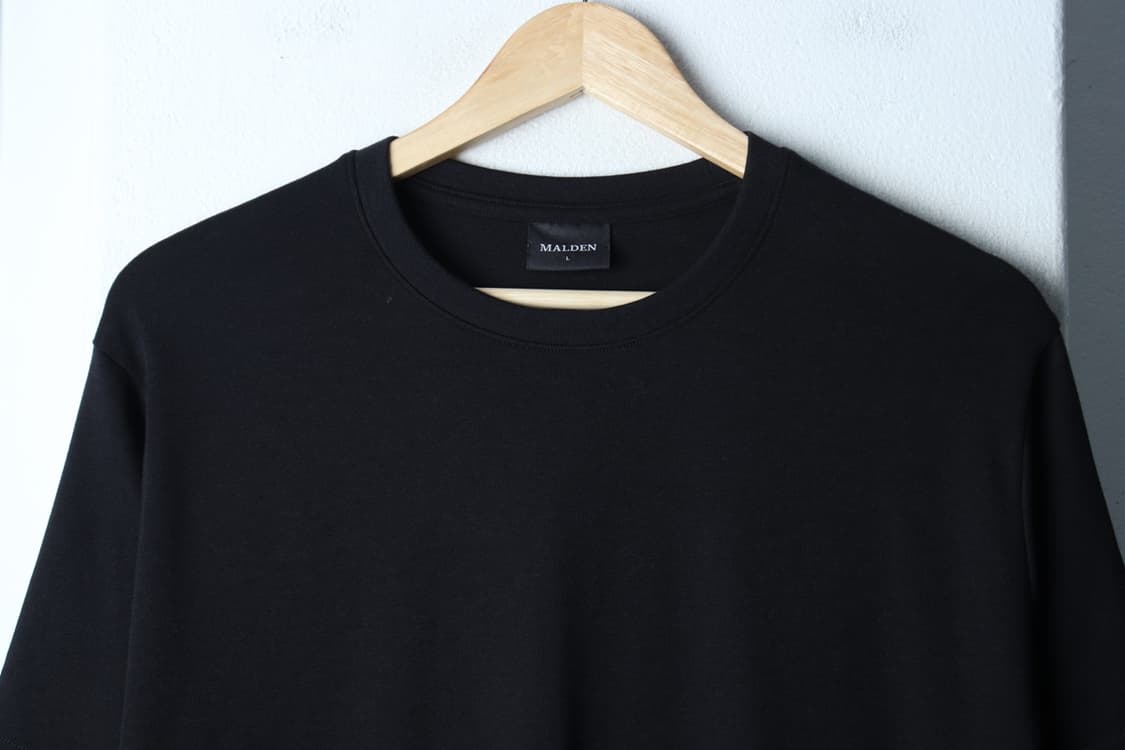 (L-XL) 몰든 반팔 티셔츠 무지 블랙 스판-H33376 상품이미지3