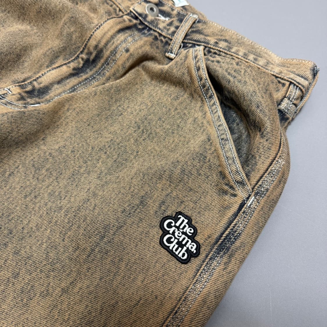 THE CREMA CLUB 인디고블루 샌드 워싱 루즈 와이드 카펜터 팬츠 상품이미지5