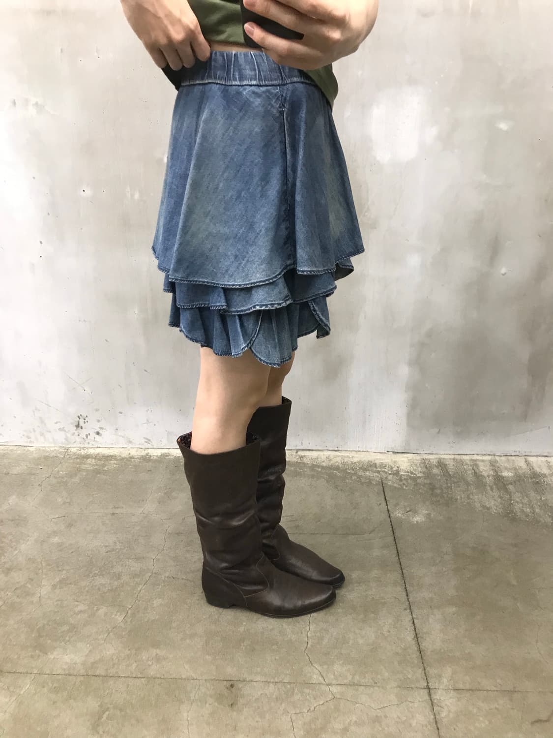 Frill denim mini sk 상품이미지1