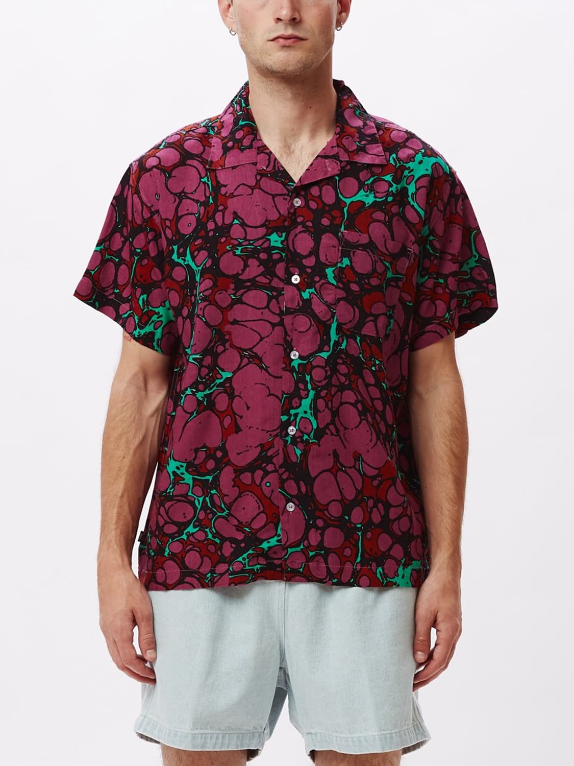 [M] OBEY 오베이 반팔셔츠 다크코랄 멀티 상품이미지3