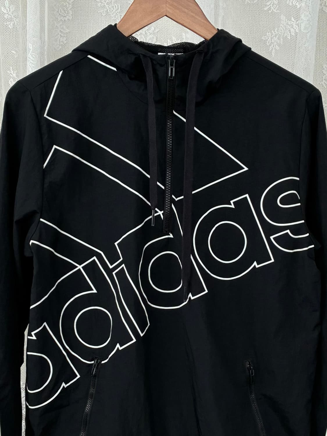 M) 아디다스 올드스쿨 빅로고 후드 아노락 블랙 상품이미지3