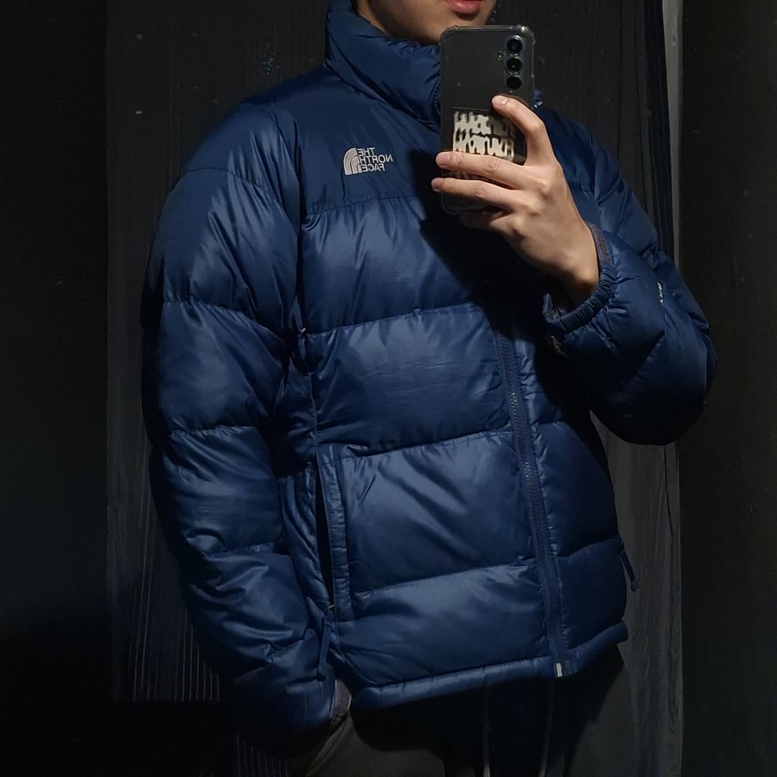 노스페이스 700 블루 톤톤 자수로고 눕시 거위털 구스다운 패딩 점퍼 상품이미지2