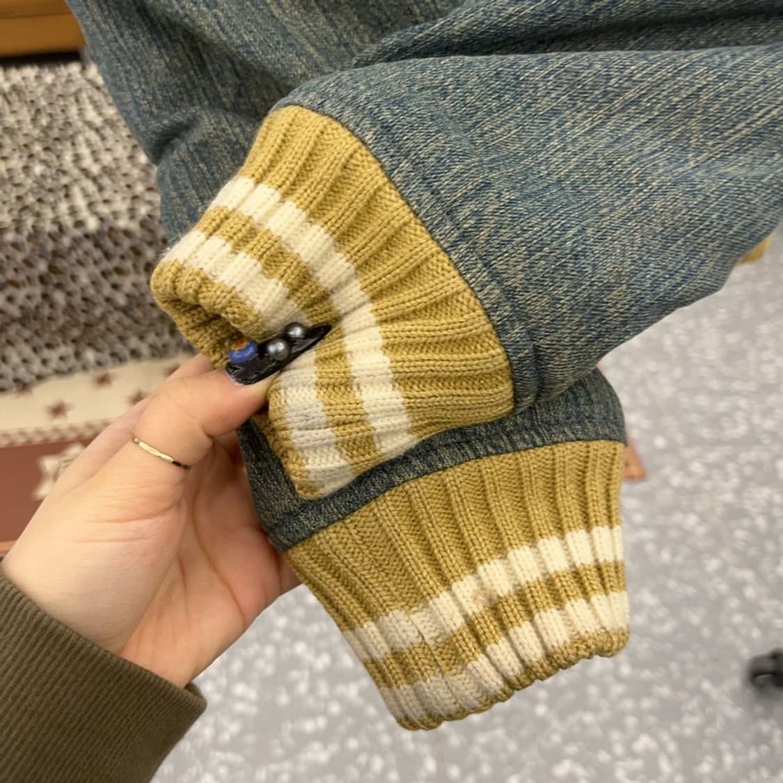 칼 카니 걸 Y2K 레트로 빈티지 데님 워싱 바시티 자켓 M C08803 상품이미지7