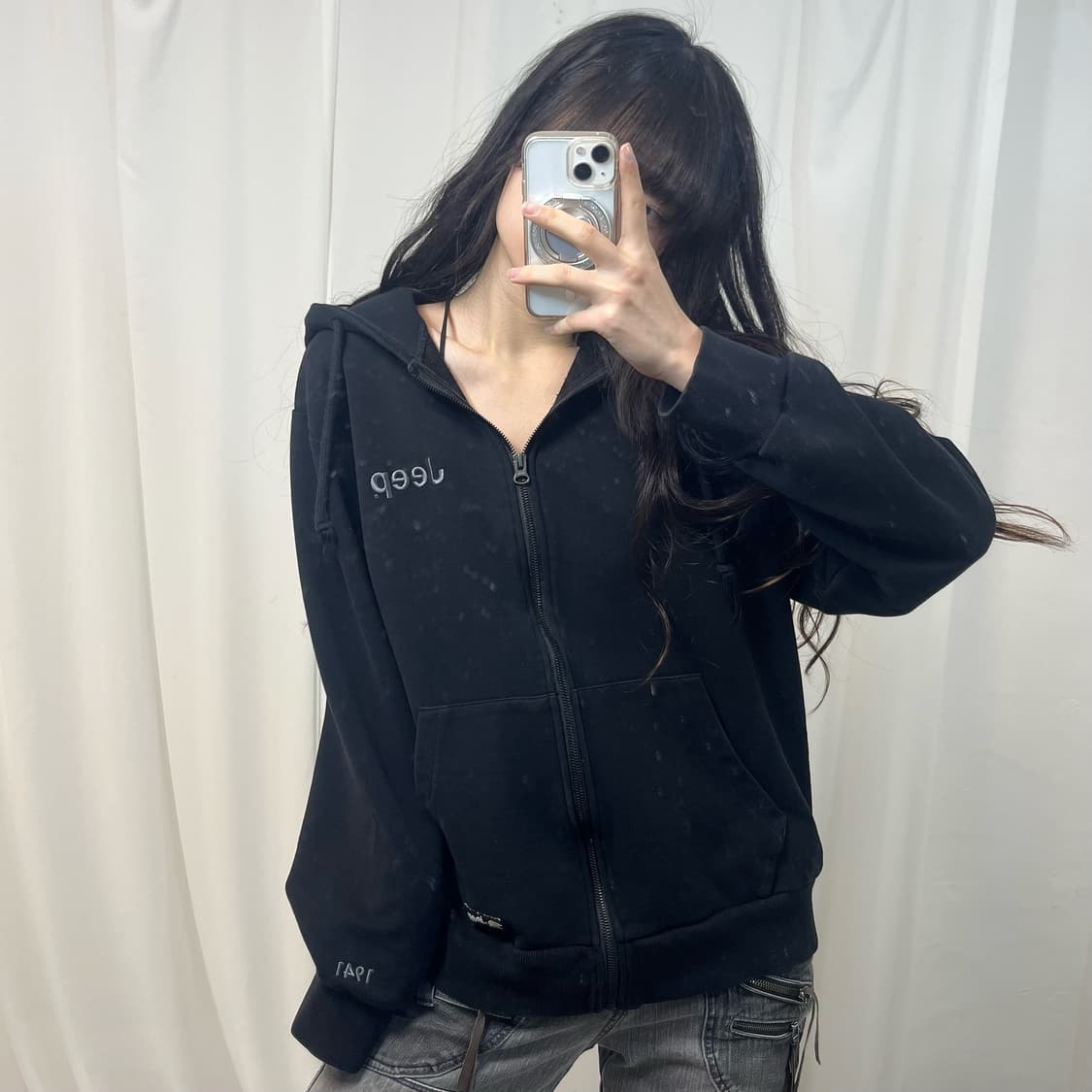 Jeep Black Hoodie Zip-up 상품이미지2