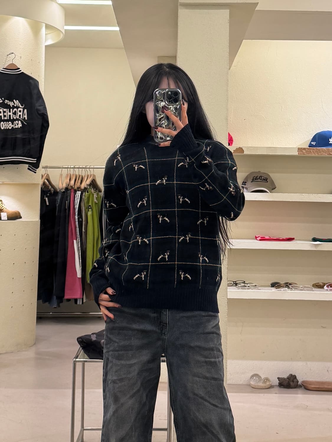 폴로 랄프로렌 도그 자수 체크 울 니트 U1388 상품이미지1