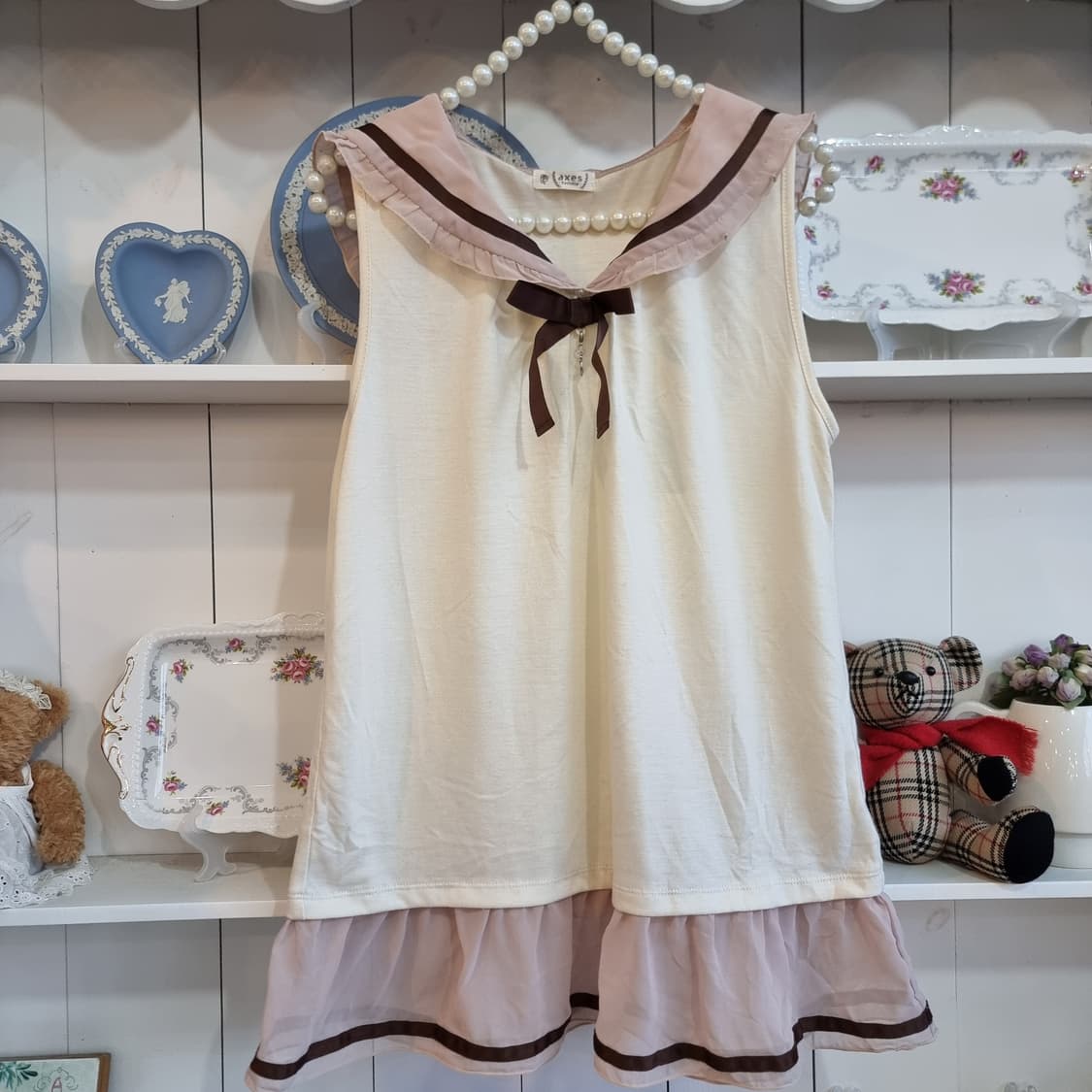 axes femme(액시즈팜) 세일러카라 리본 롱탑 상품이미지1