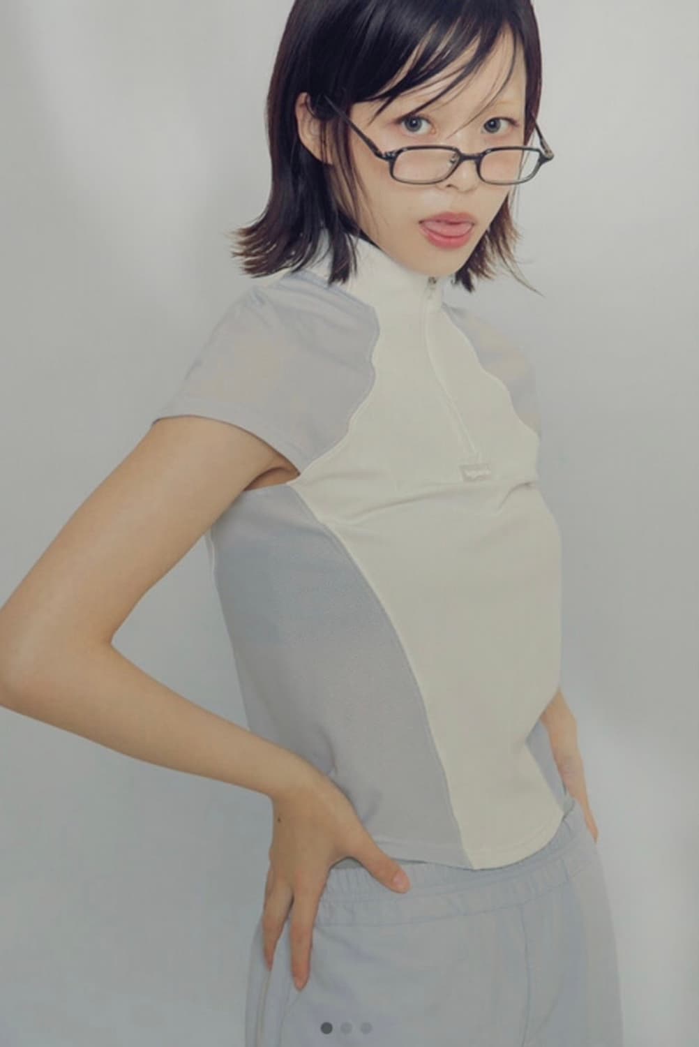 (리퍼브 새상품) 허그유어스킨 Jersey zip-up top(화이트) 상품이미지1