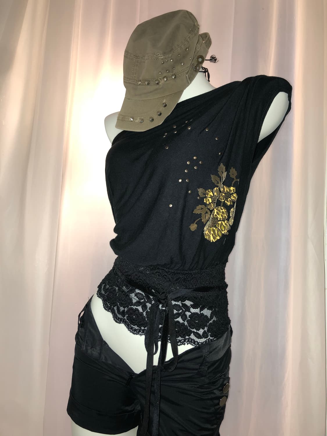black lace flower top 상품이미지1