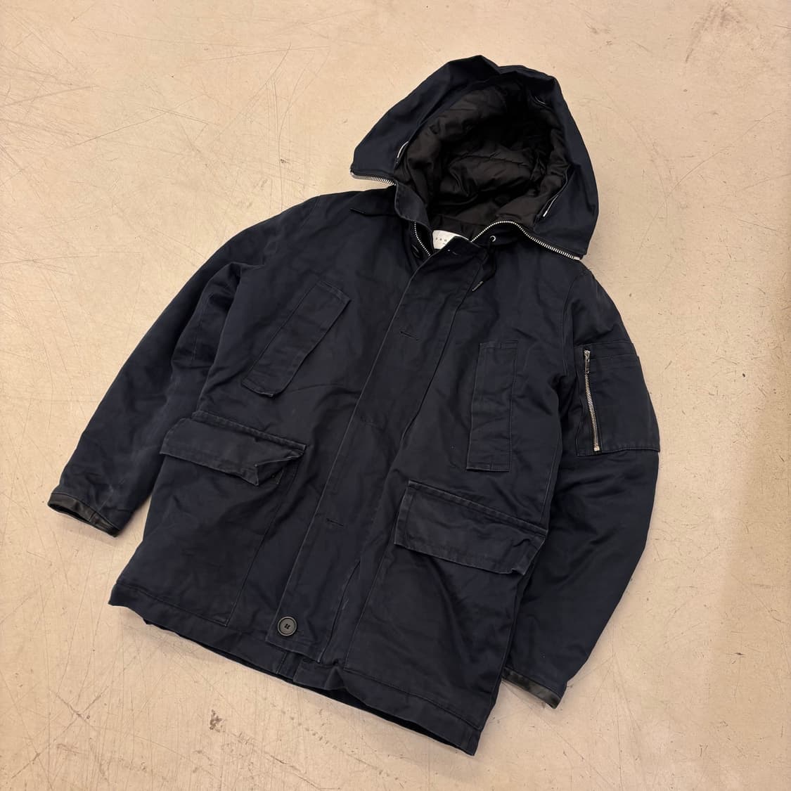 산드로 네이비 후드 야상 자켓 상품이미지1