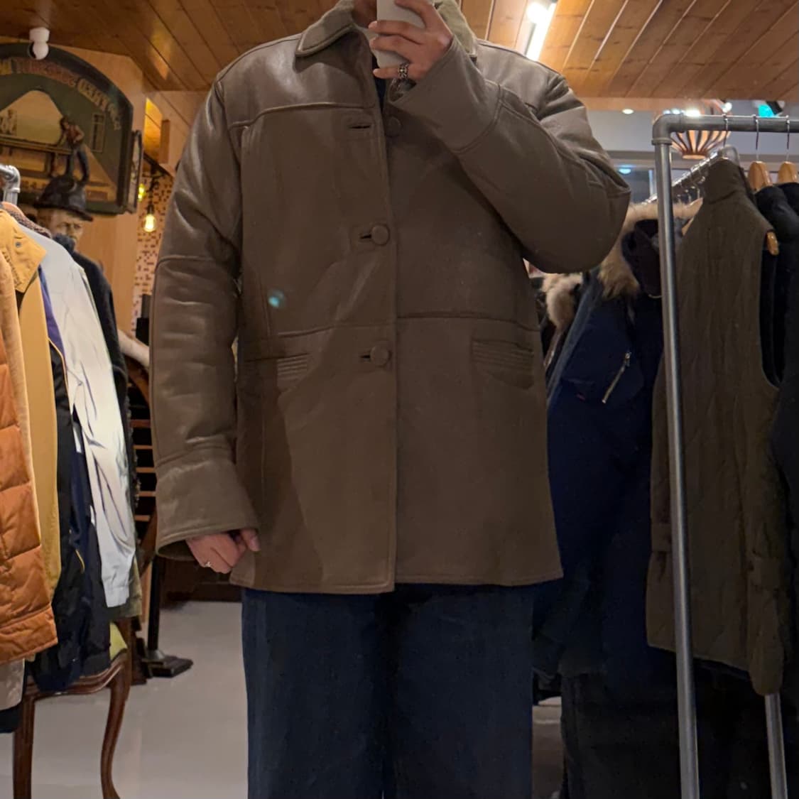 뉴질랜드 오리지널 슬링크스킨 양가죽 양털 무스탕 코트 XL 상품이미지2