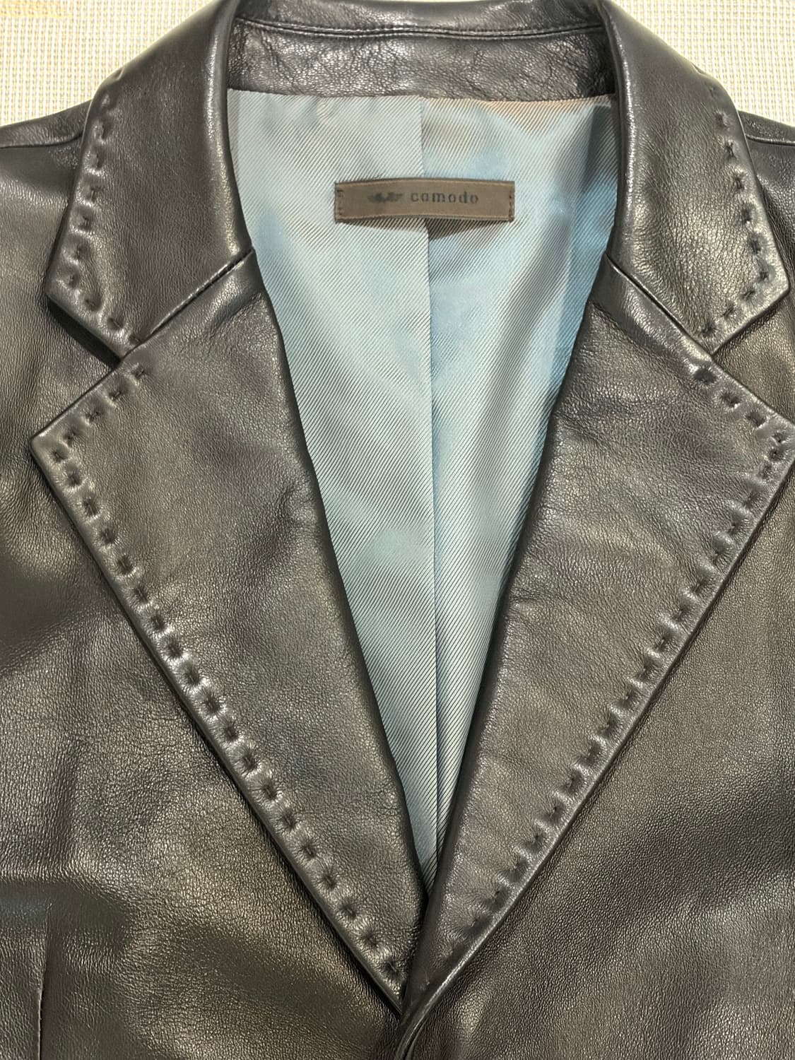 Comodo 양가죽 3버튼 레더 블레이저 카코트 상품이미지8