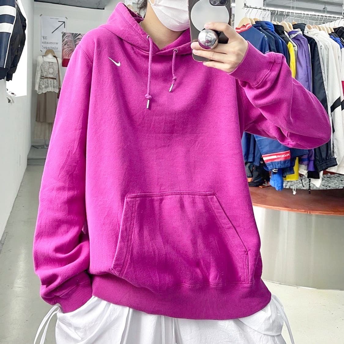 나이키 스우시 마젠타 스웻 후드티 상품이미지1