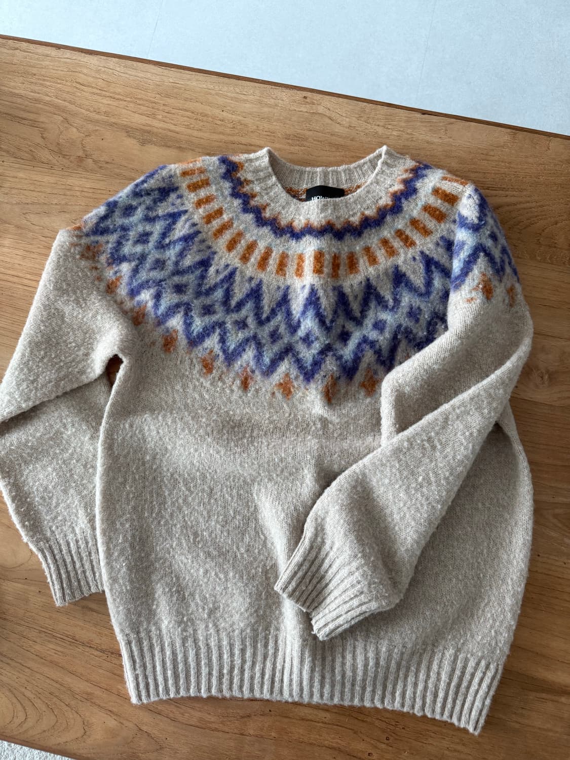 하울린 울 100% 오트밀 패턴 니트 상품이미지4