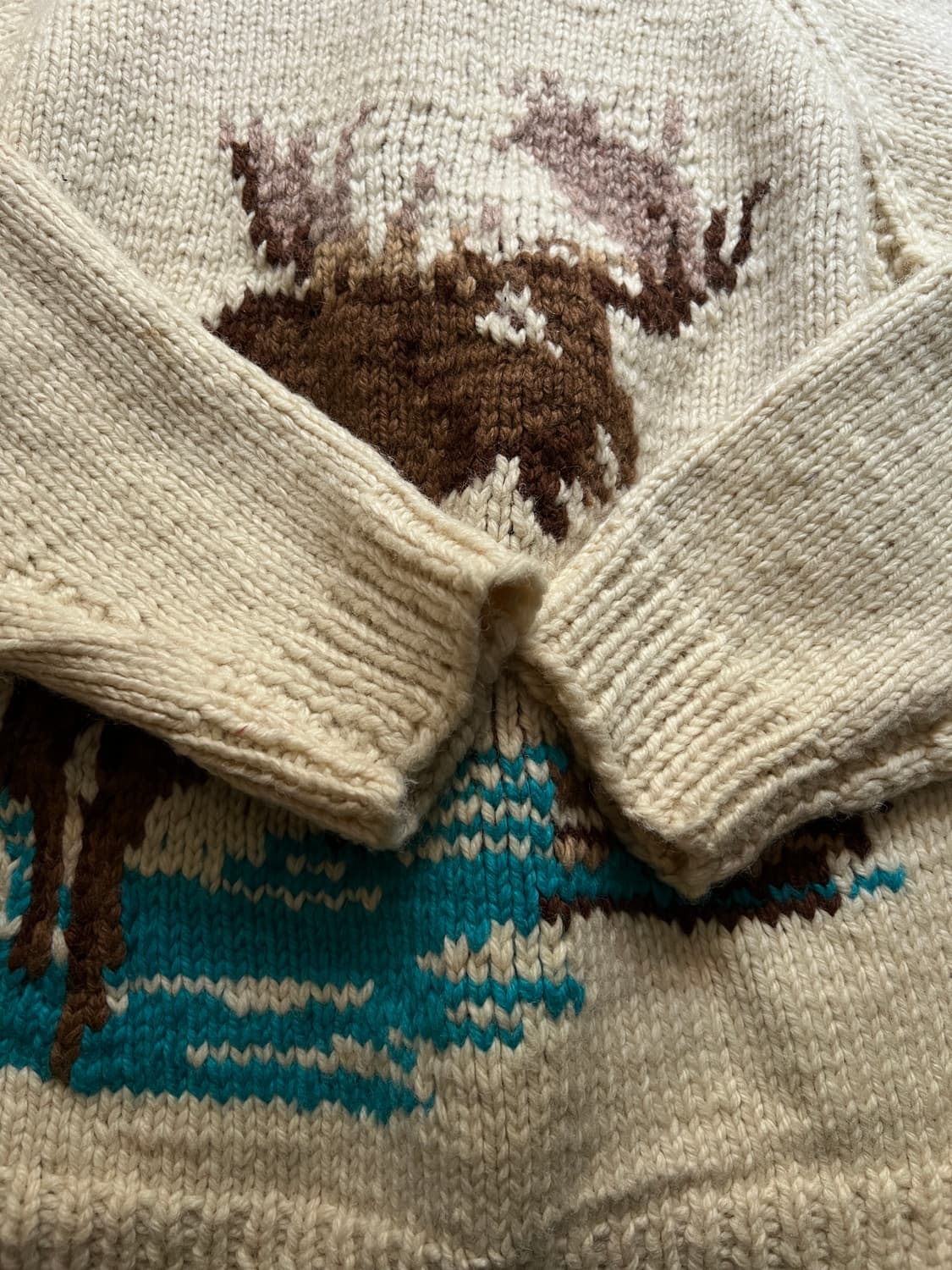 [L]7~80's USA 빈티지 레인디어 화이트 코위찬 상품이미지3