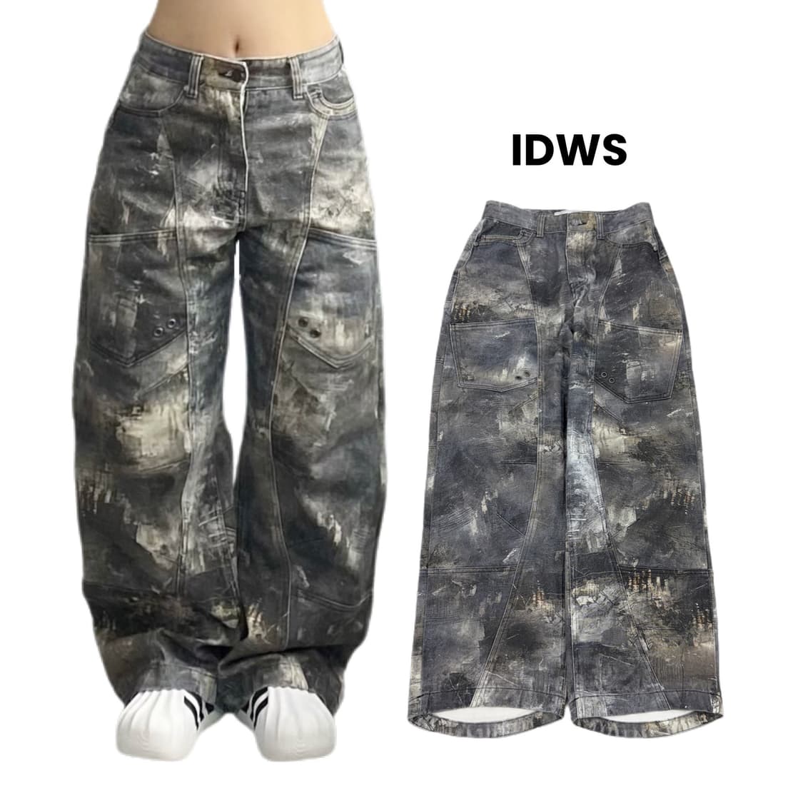 IDWS 아이돈워너셀 카모플라쥬 와이드 카고팬츠 상품이미지1