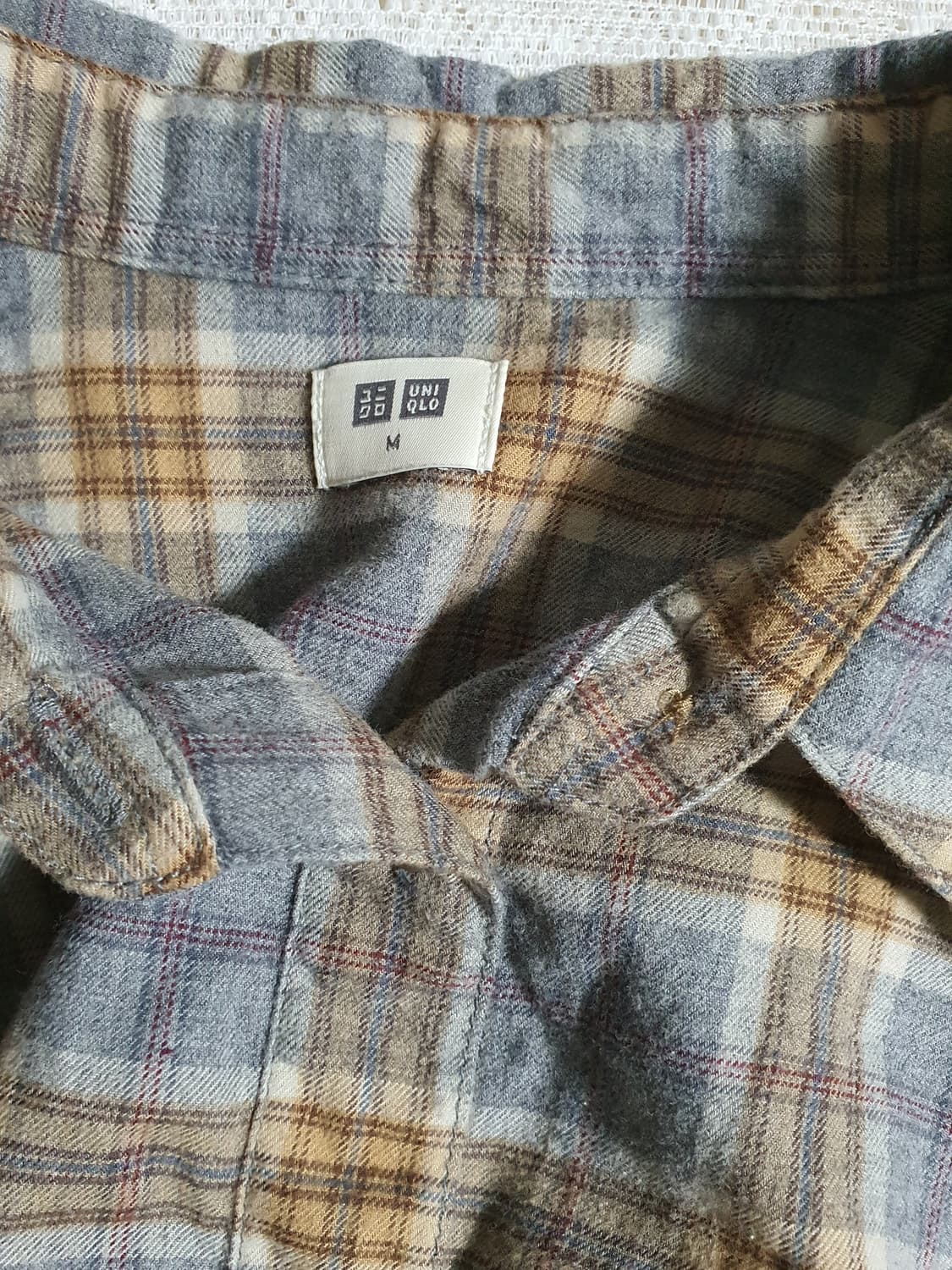 [빈티지] 유니클로 회색 하늘색 체크 남방 긴팔 셔츠 상품이미지7