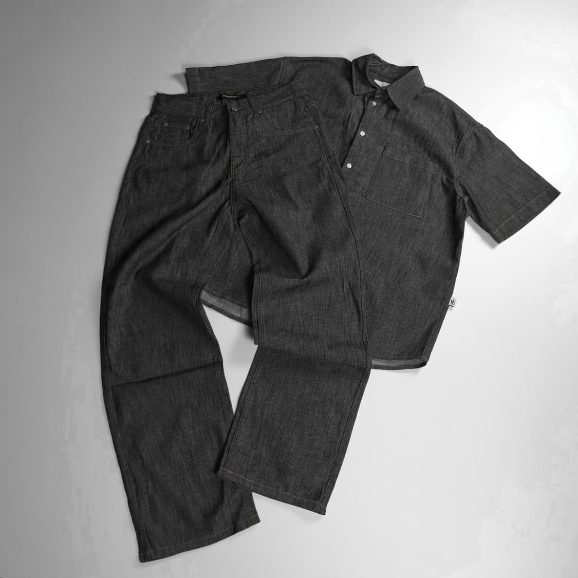 어반드레스 미니멀 블랙 샴브레이 데님 셋업 (M) 상품이미지1