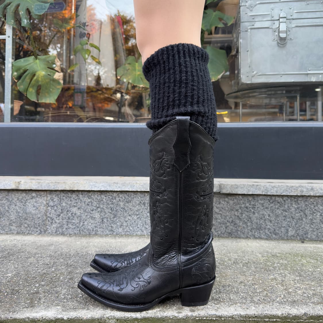 00s 블랙 자수 서클 G 바이 코랄 웨스턴 부츠 상품이미지10