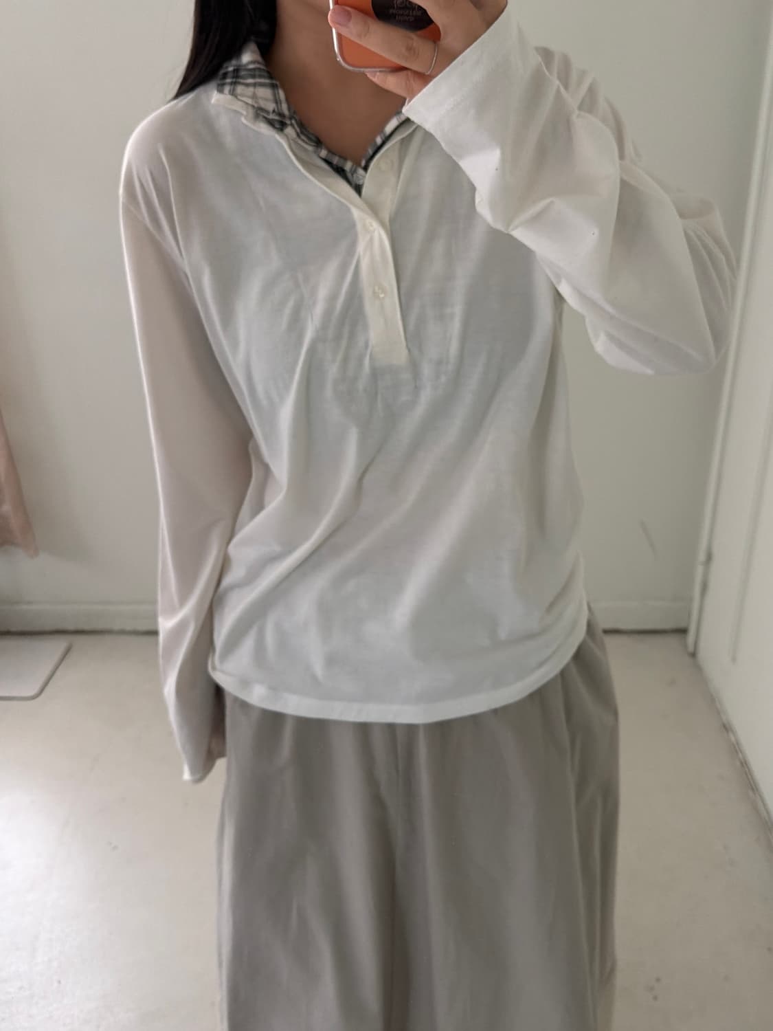 일본빈티지 체크 레이어드 롱슬리브 상품이미지3