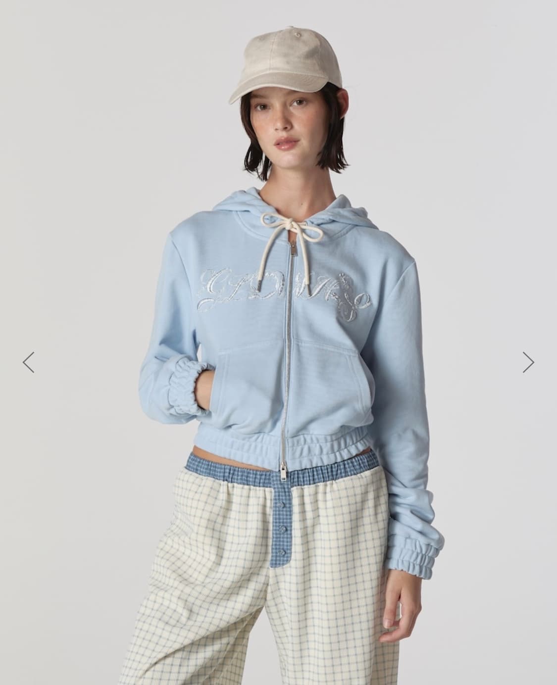 글로니 후드집업 BONNIE CROP ZIP UP BABY BLUE 상품이미지2
