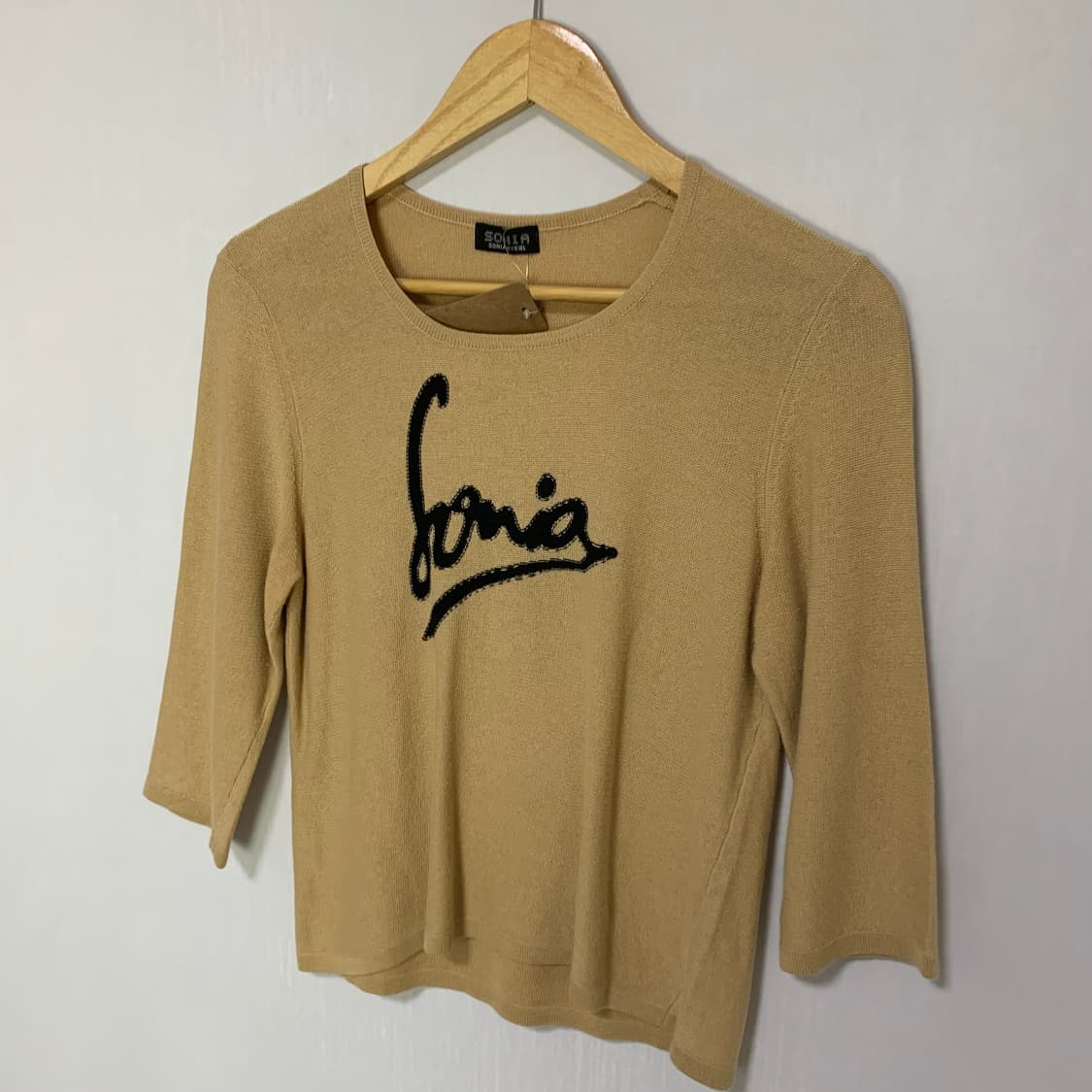 소니아리키엘 빈티지 크롭 니트 티셔츠 베이지 7부 상품이미지2