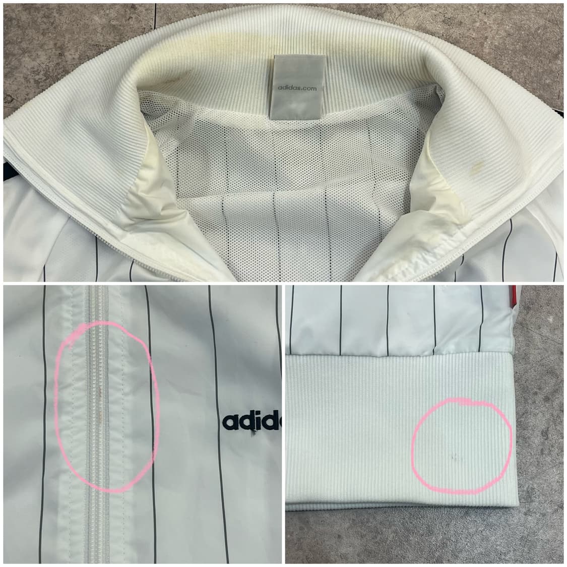 아디다스 스트라이프 트랙탑 바람막이 화이트 S #csz3390  상품이미지6