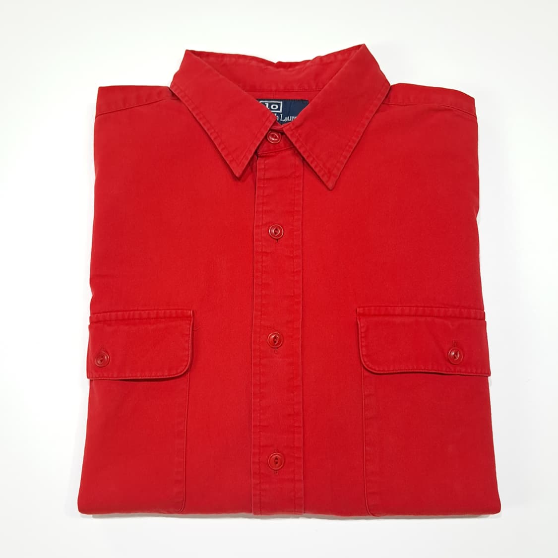 CL763 L 90s 미국판 코튼 트윌 포켓 레드 워크 셔츠 남방 상품이미지7
