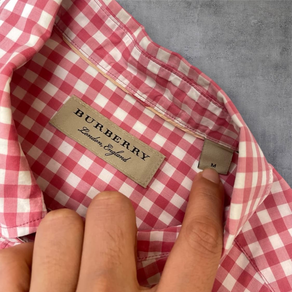 버버리 Burberry 핑크 깅엄 체크 버튼다운 셔츠 M 상품이미지2