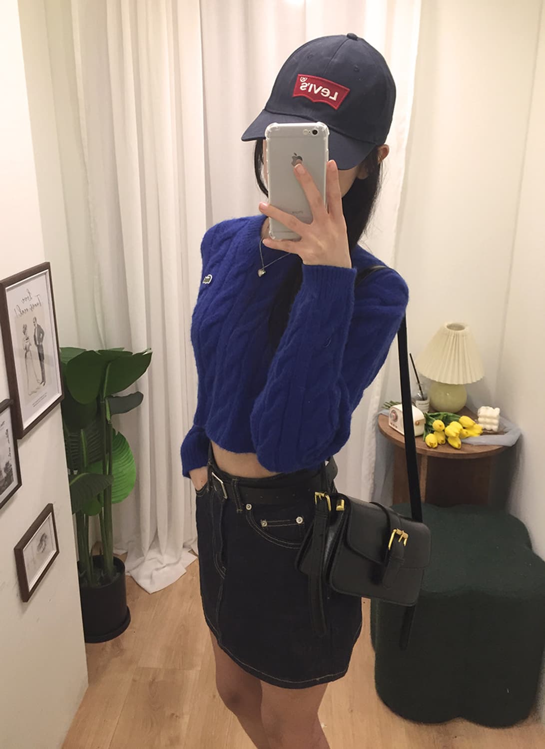 여성 라코스테 꽈배기 크롭니트 95 상품이미지3