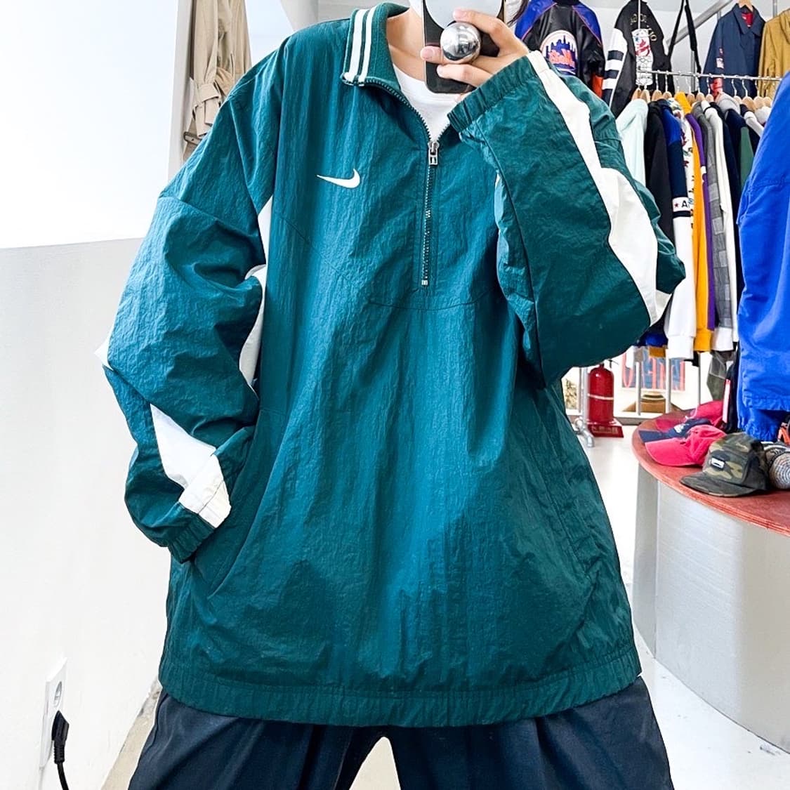 나이키 제팬 라인 스우시 그린 나일론 풀오버 아노락 상품이미지2