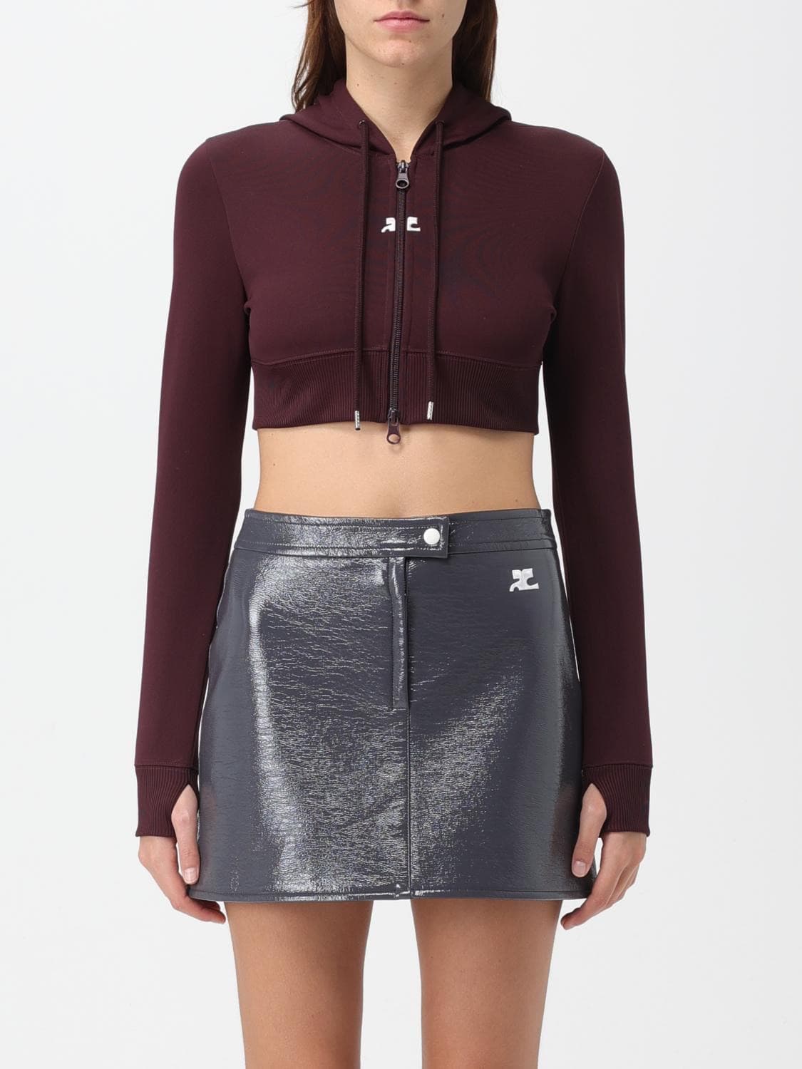 꾸레쥬 로고 크롭 후드 집업 상품이미지1