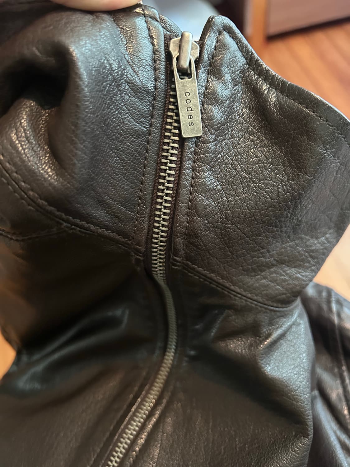 코데즈컴바인 비대칭 카우레더자켓 상품이미지5