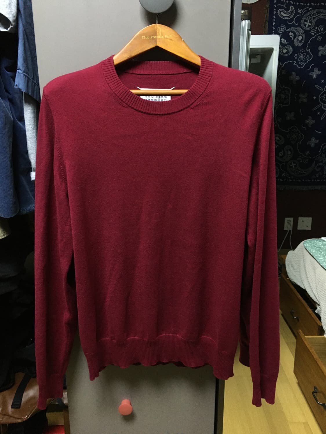 마르지엘라 엘보우 패치 버건디 니트 상품이미지1