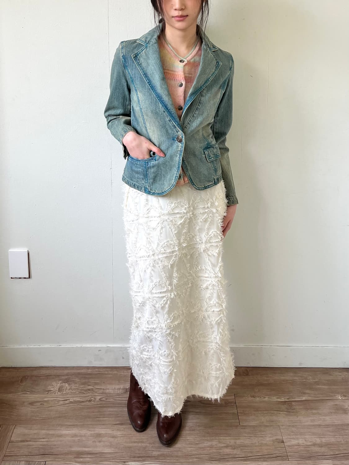 Ramonpole 원 버튼 스티치 데님 자켓 상품이미지8