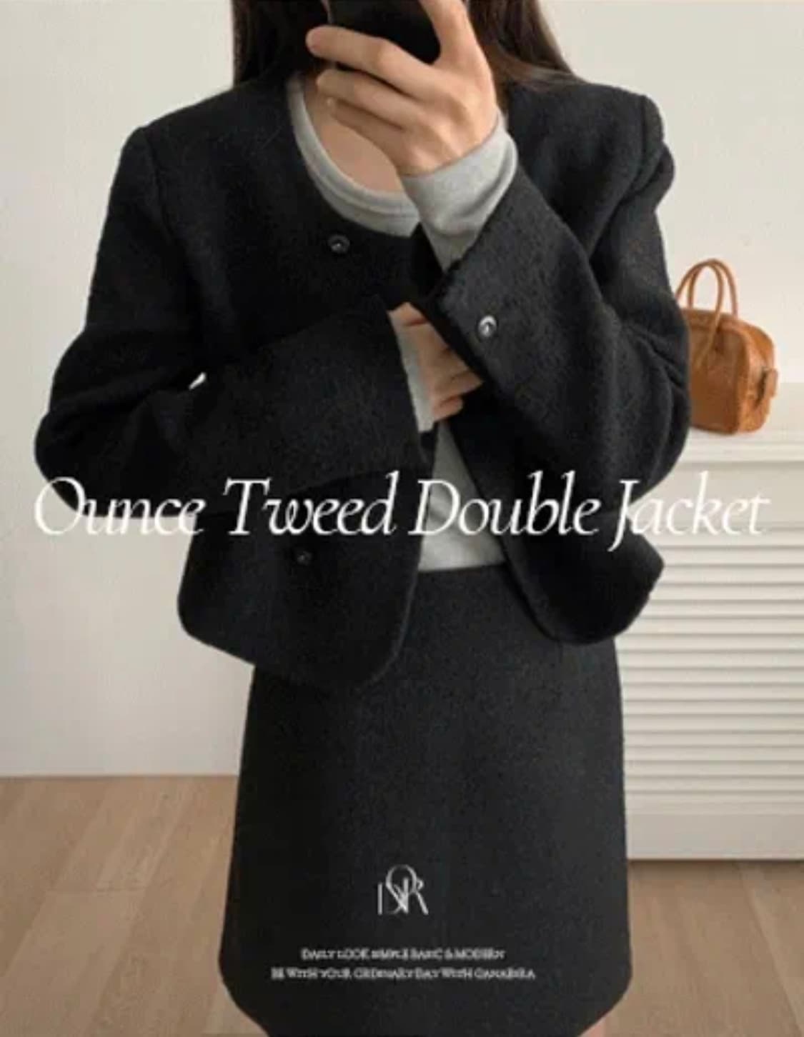 가내스라 온스 트위드 더블자켓 블랙 상품이미지1